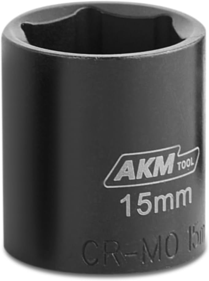 AKM TOOL 1/4 Inch Drive 15mm Magnetic Impact Socket Set, 1 PCS Metric, 6 Point, Cr-Mo, Square Drive, Magnetic Socket - Image 1